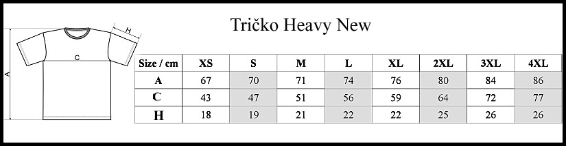 tricko heavy new tabulka T